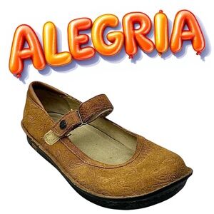 Alegria Women’s Brown Leather Mules Clogs Size 36 (US 5.5) Slip-On Comfort Shoes